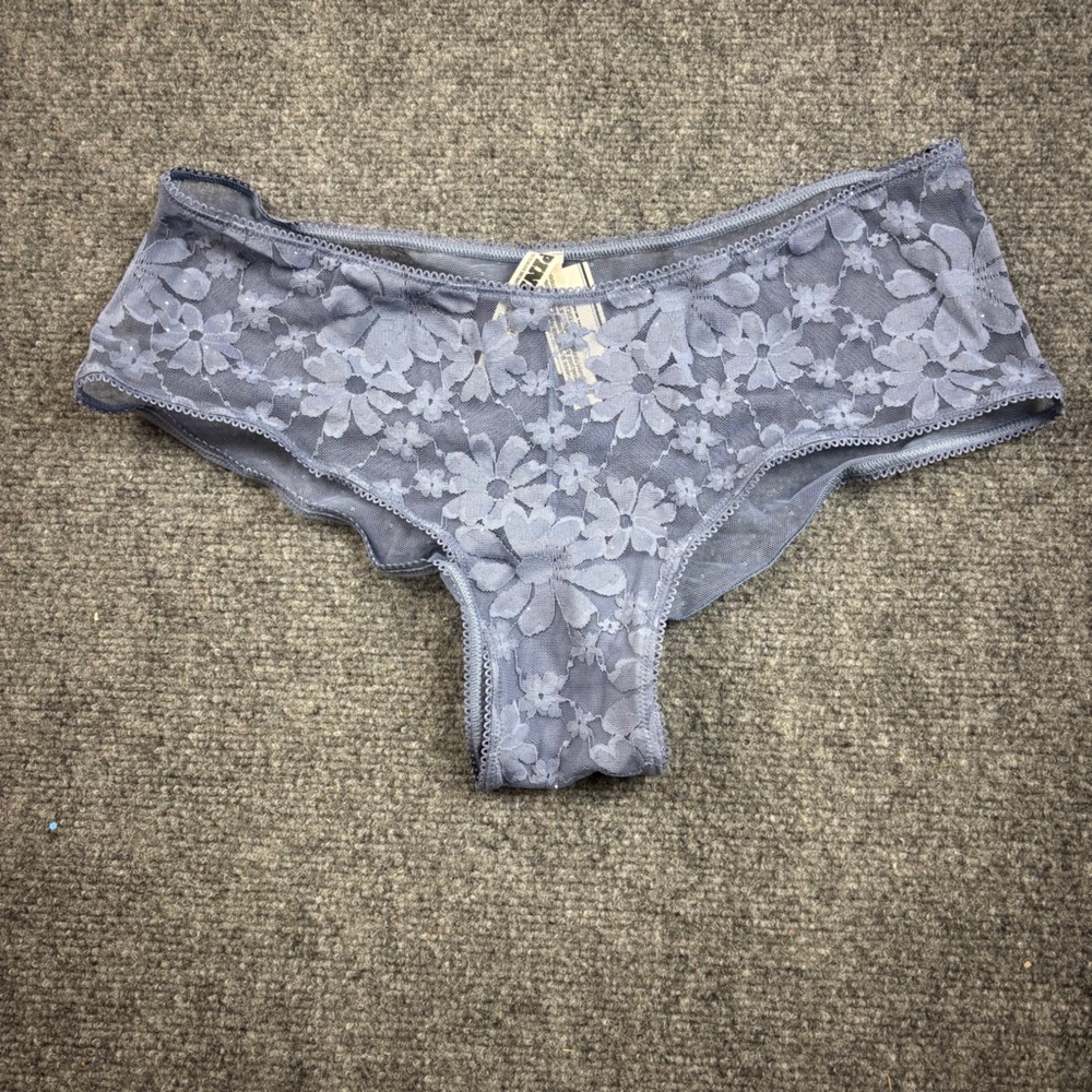 PINK by Victoria’s Secret Blue/Grey Lace Cheeky Panty Underwear NWT size: Large